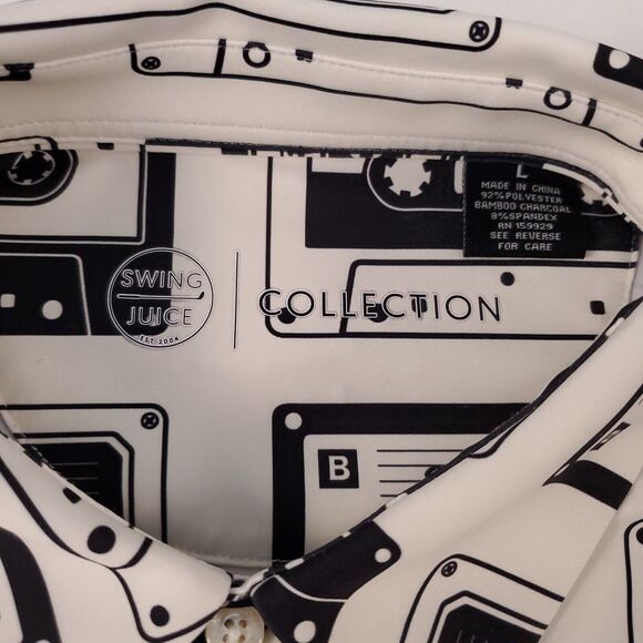 Swing Juice Collection Cassette Tape Hip Hope Golf Polo Shirt White Black Large - Picture 4 of 8